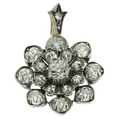 Victorian Old Cut Diamond Flower Pendant