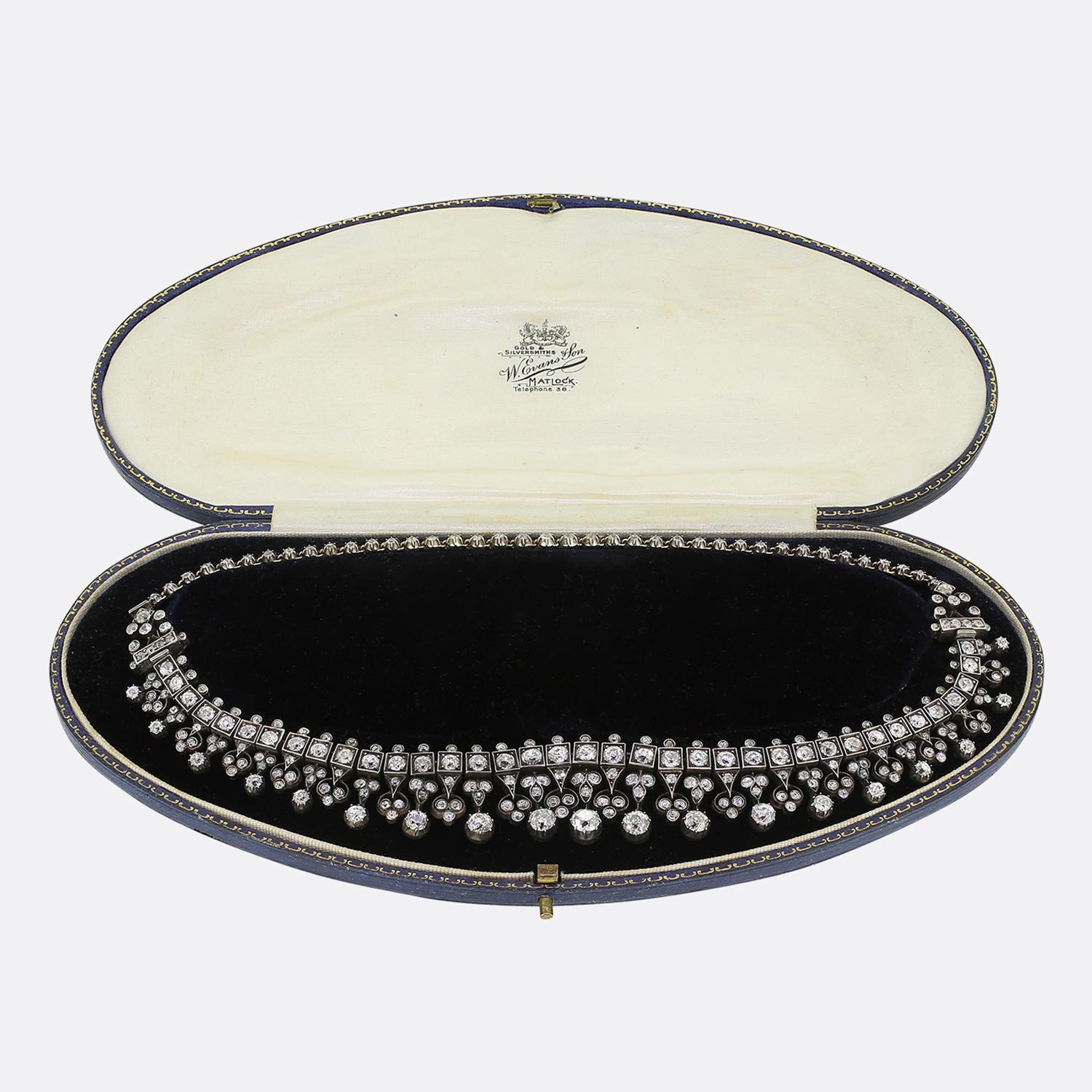 Collier victorien à franges de diamants taillés à l'ancienne Bon état - En vente à London, GB