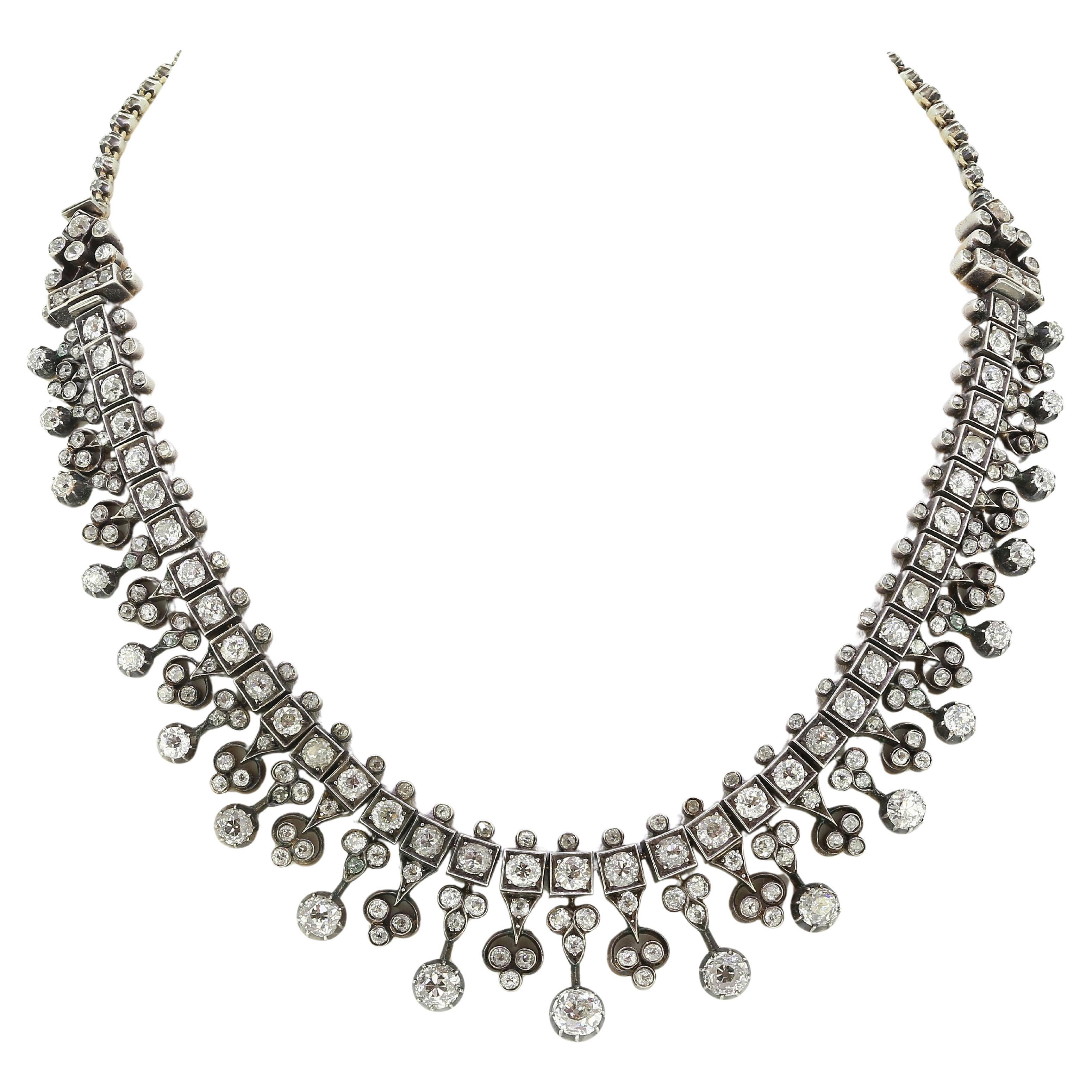 Victorian Old Cut Diamond Fringe Necklace