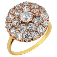 Victorian Old Mine Cut Diamond Cluster Ring, 14k/18k Gold, Antique