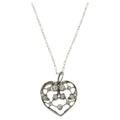 Victorian Old Cut Diamond Heart Pendant Necklace