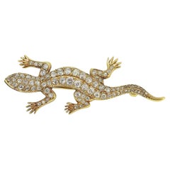 Victorian Old Cut Diamond Lizard Brooch