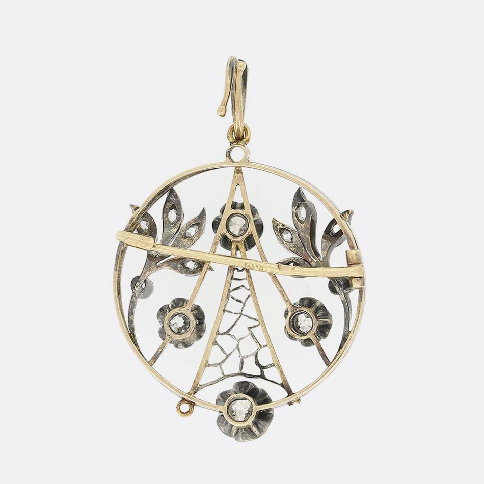 Victorien Pendentif/broche victorien en diamant taillé à l'ancienne en vente