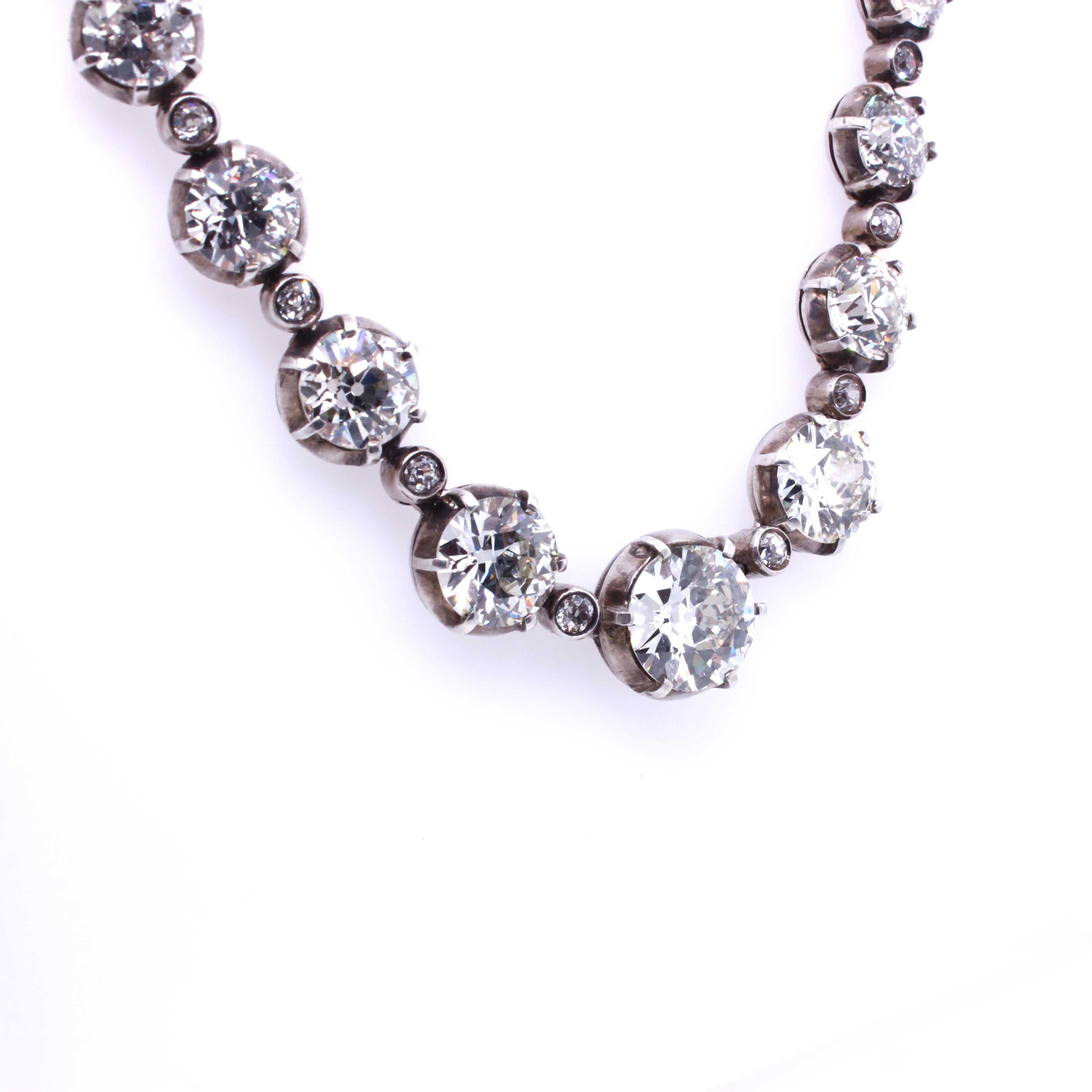 Victorian Old-Cut Diamond Riviere Necklace, ca. 1880s In Good Condition In Idar-Oberstein, DE
