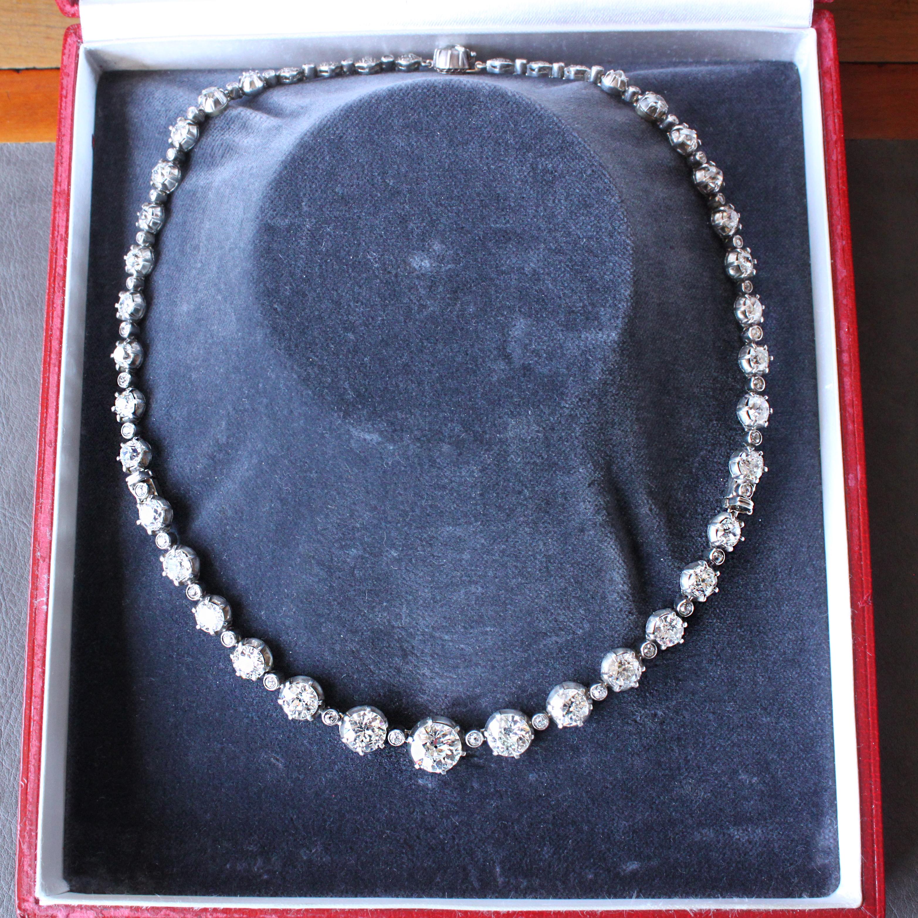 Victorian Old-Cut Diamond Riviere Necklace, ca. 1880s 1