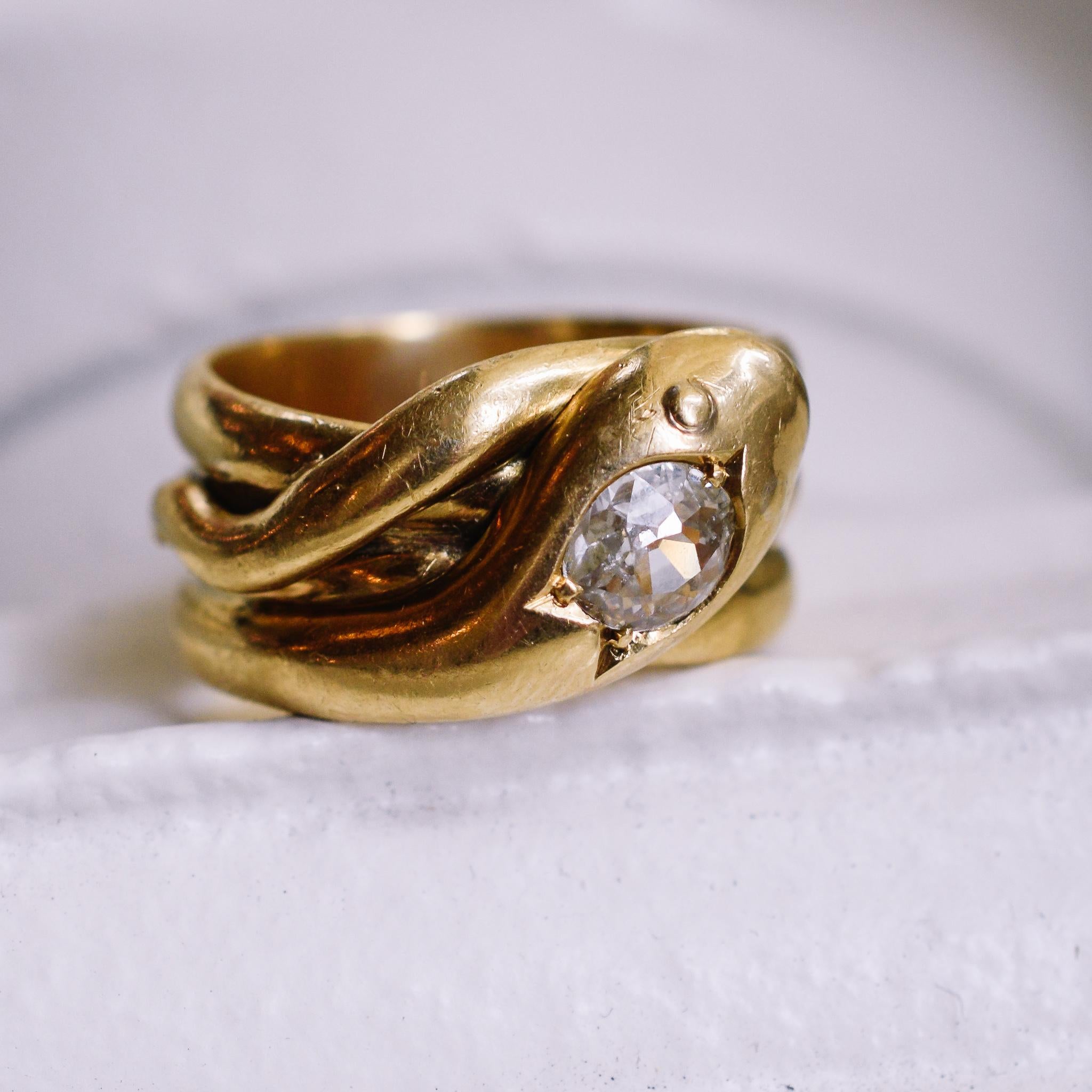 Victorian Old Cut Diamond Serpent Ring 4