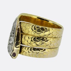 Bague serpent victorienne à diamant taillé à l'ancienne