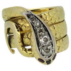 Bague serpent victorienne à diamant taillé à l'ancienne