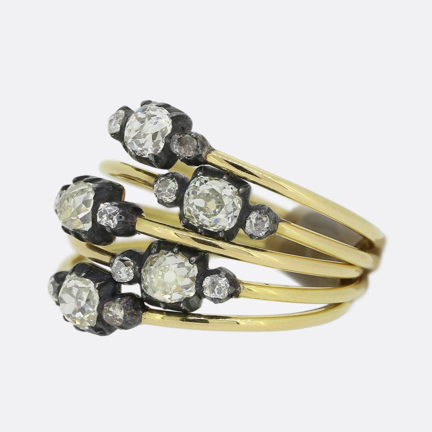 Victorian Old Cut Diamond Three-Stone Ring For Sale 1