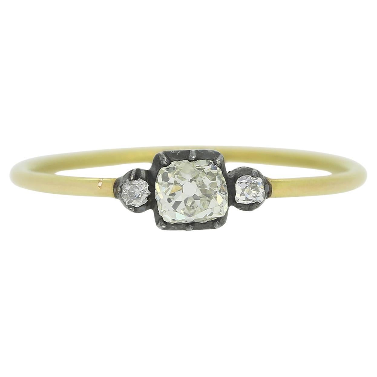 Victorian Old Cut Diamond Three-Stone Ring For Sale