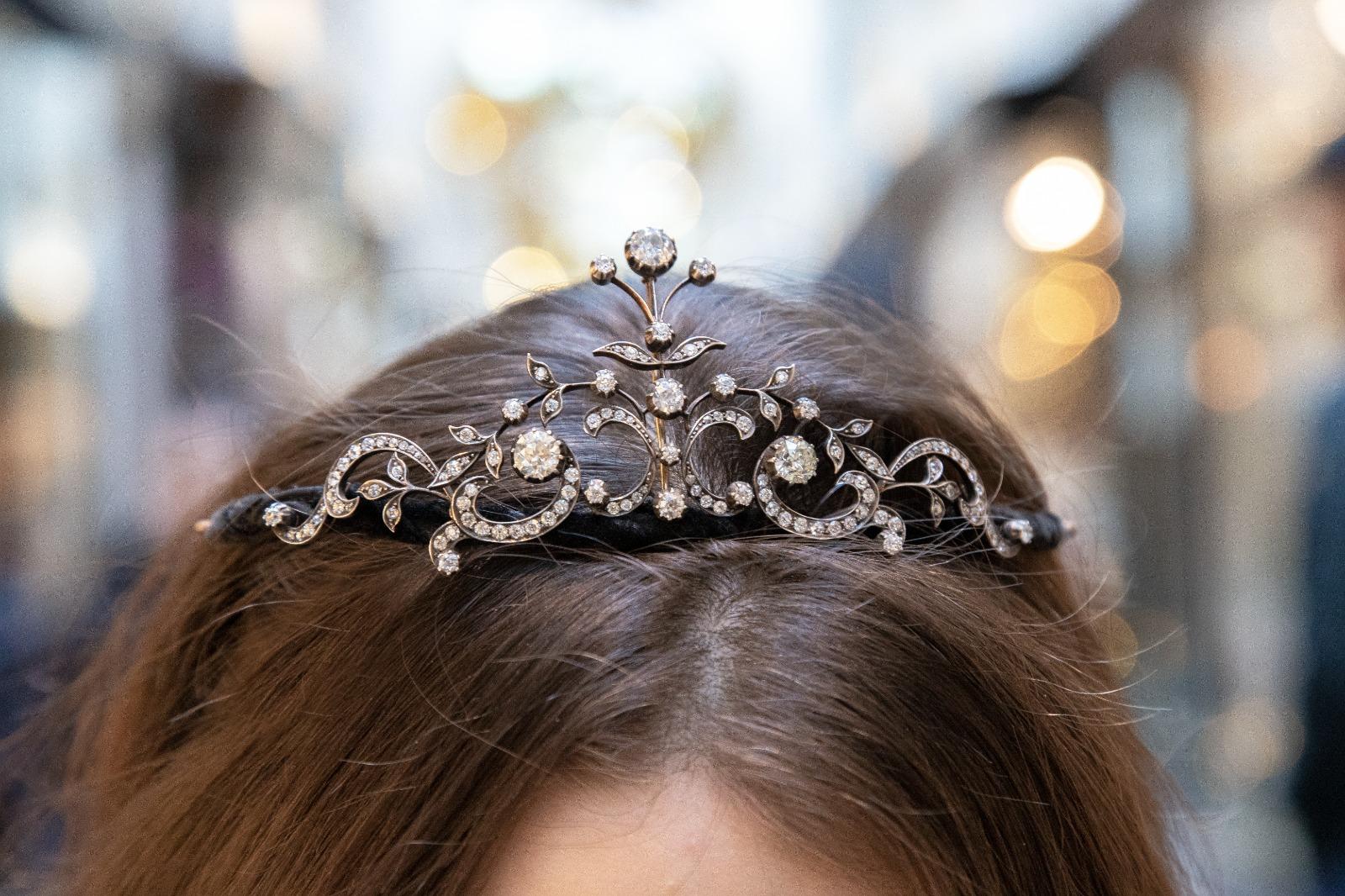 Victorian Old Cut Diamond Tiara Victoriano en venta