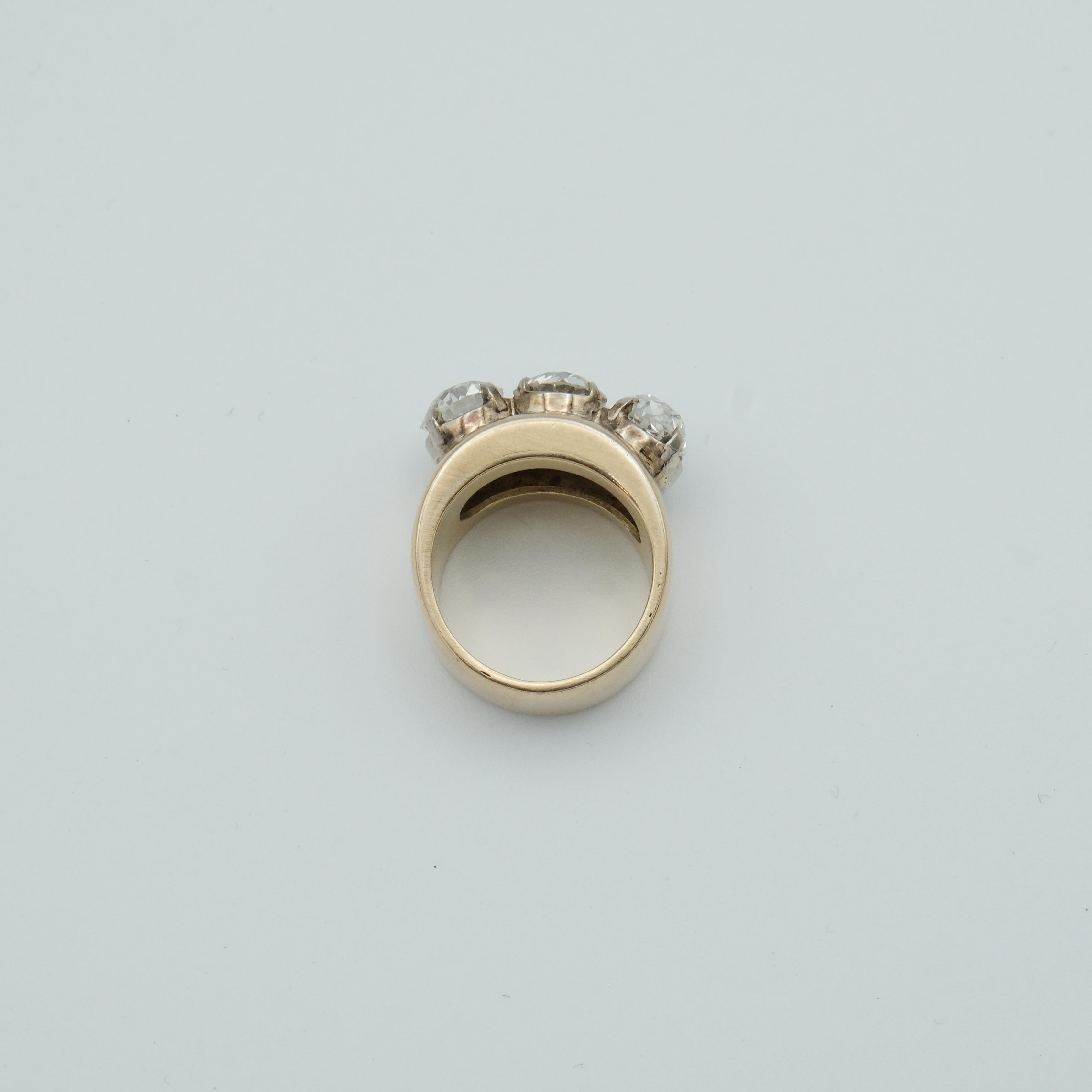 Women's or Men's Victorian Old Cut Diamond Trilogy Ring