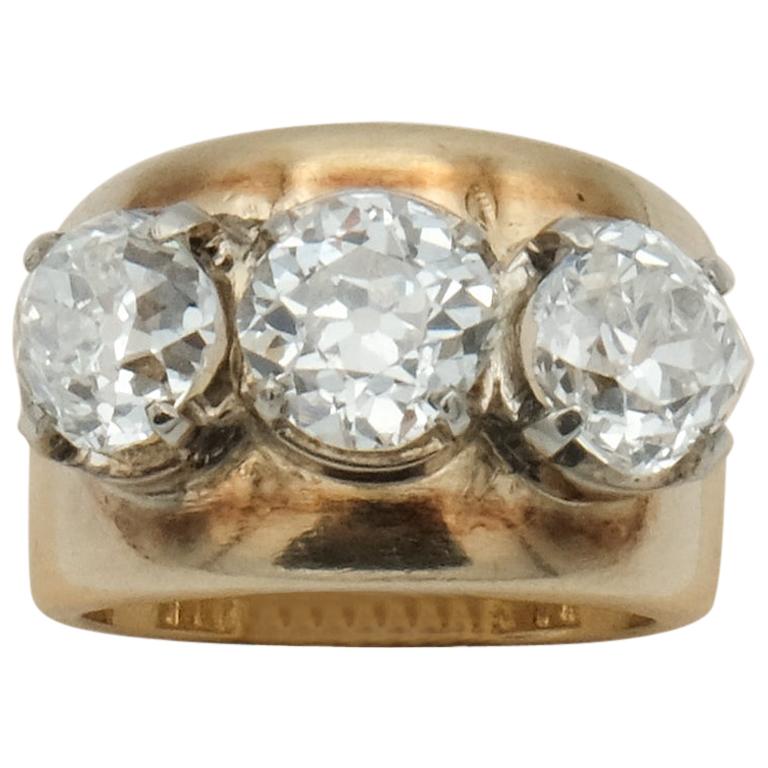 Victorian Old Cut Diamond Trilogy Ring