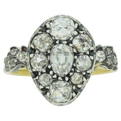 Antique Victorian Old Cut Pear Shaped Diamond Cluster Ring