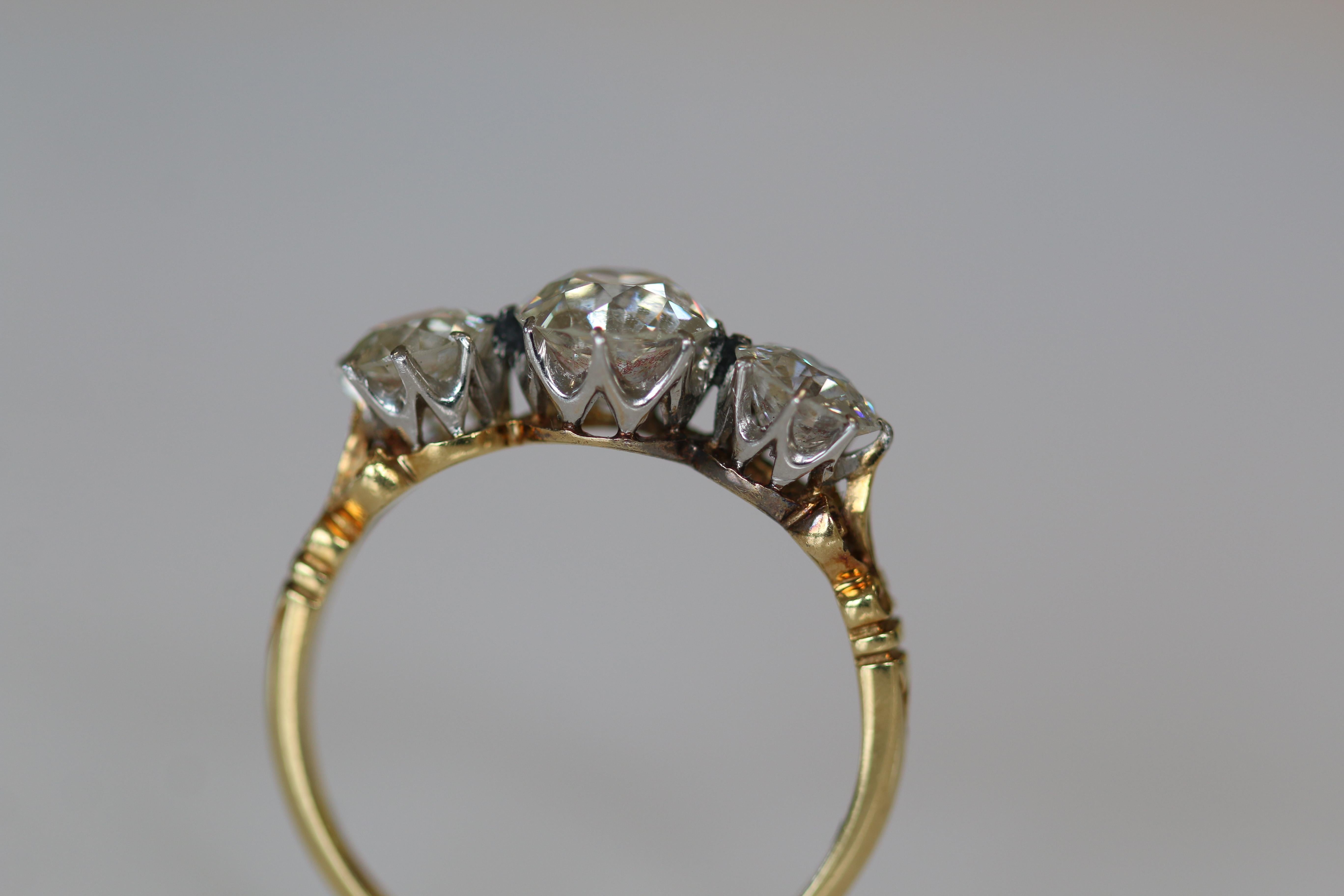 Victorian Old Cut Three-Stone Diamond Engagement Ring 1
