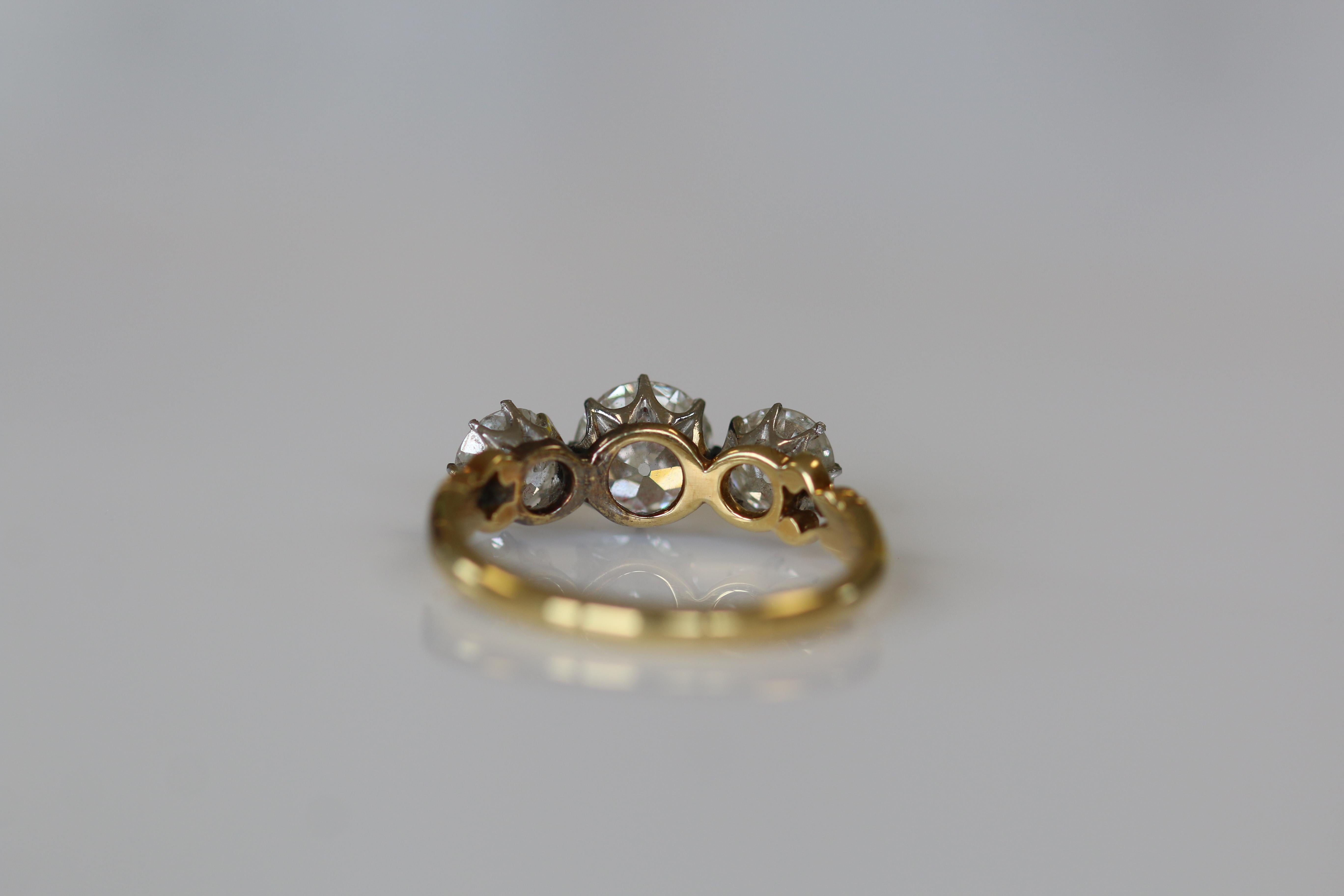 Victorian Old Cut Three-Stone Diamond Engagement Ring 2