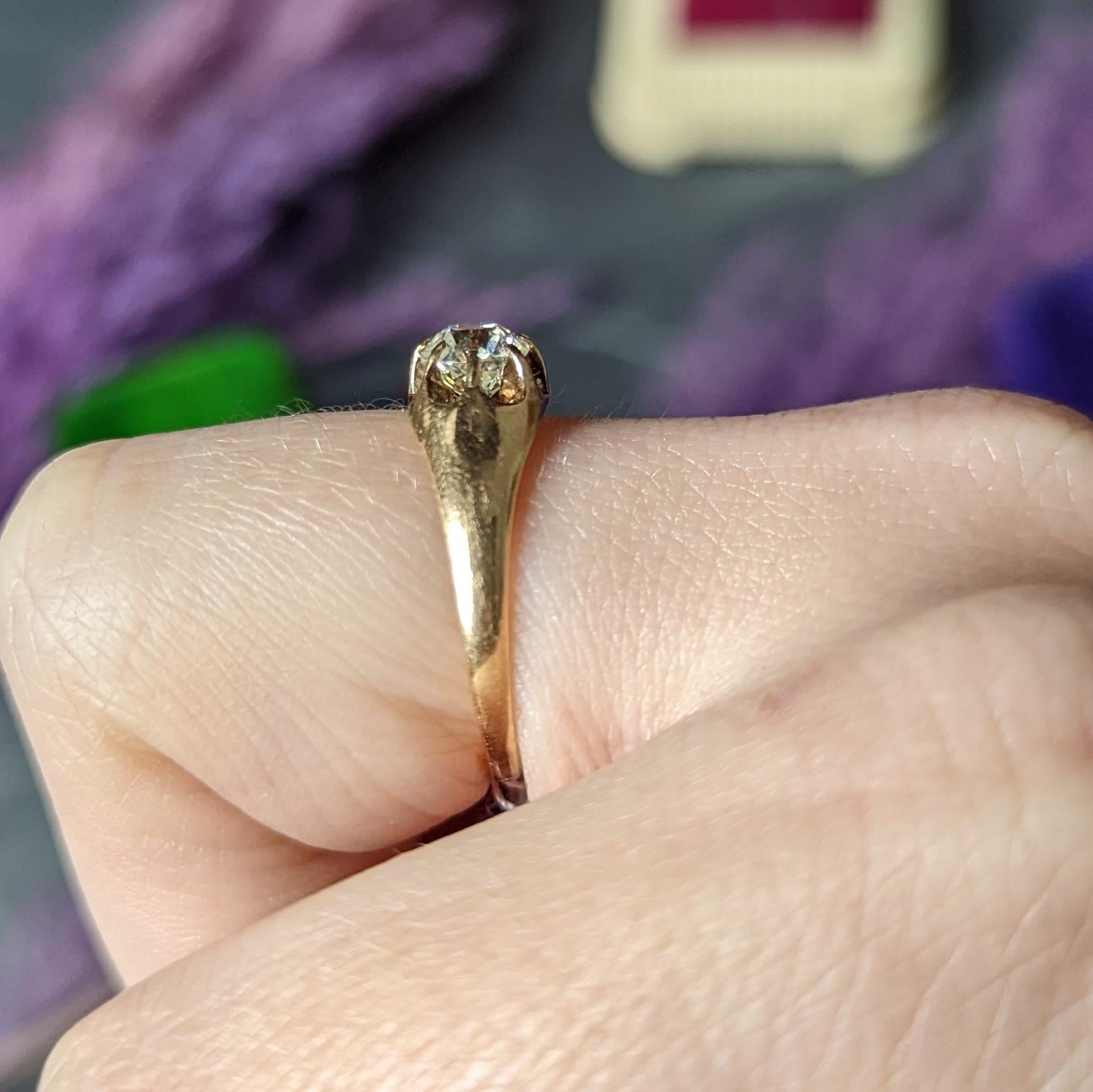 Viktorianischer Gürtelring aus 14 Karat Gelbgold mit 0,78 Karat Diamant im alteuropäischen Schliff 5