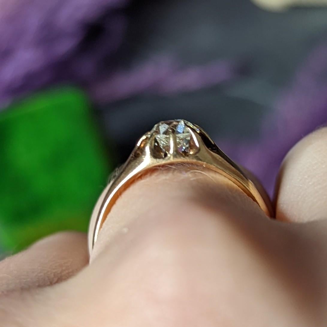 Viktorianischer Gürtelring aus 14 Karat Gelbgold mit 0,78 Karat Diamant im alteuropäischen Schliff 6
