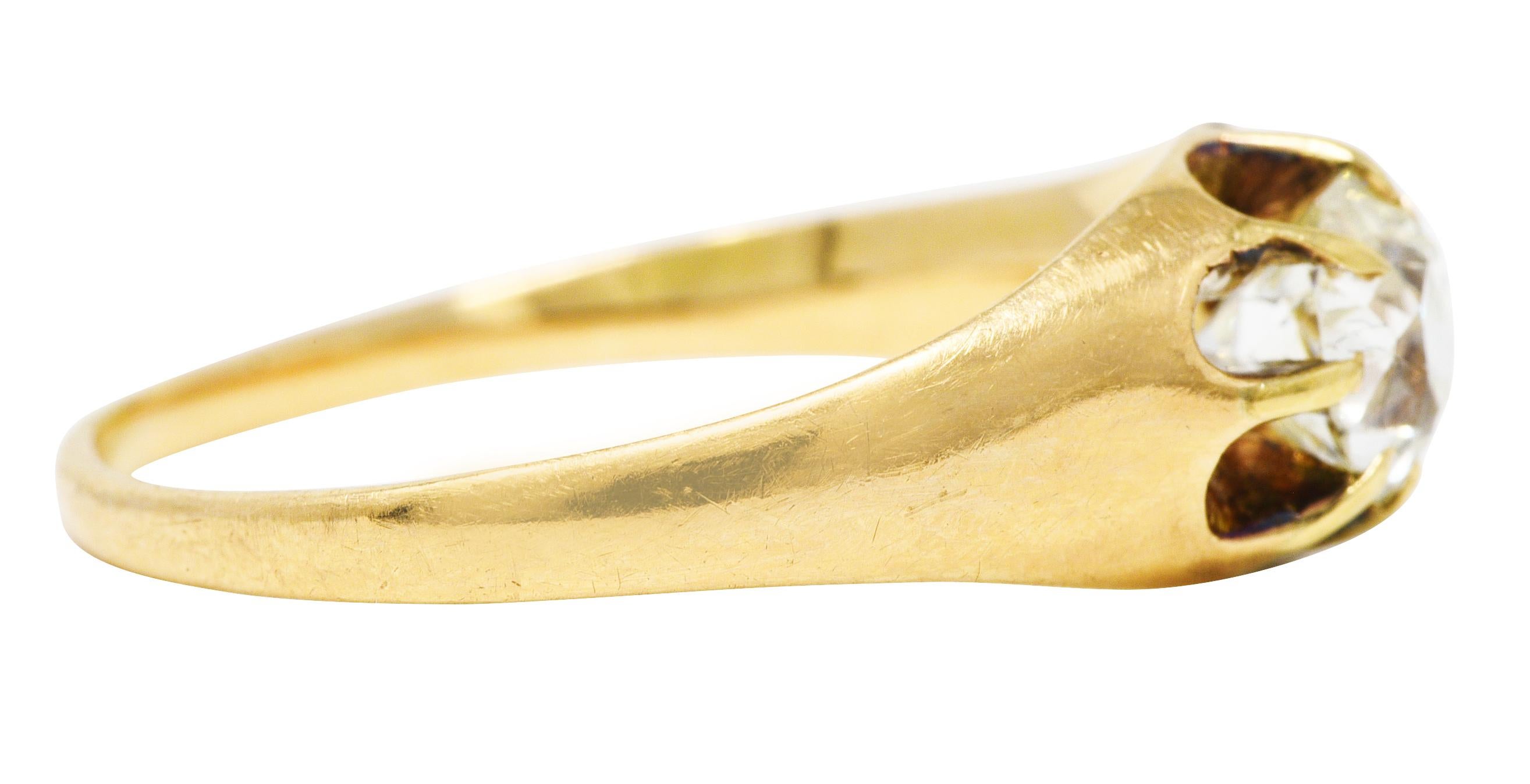 Viktorianischer Gürtelring aus 14 Karat Gelbgold mit 0,78 Karat Diamant im alteuropäischen Schliff (Alteuropäischer Schliff)