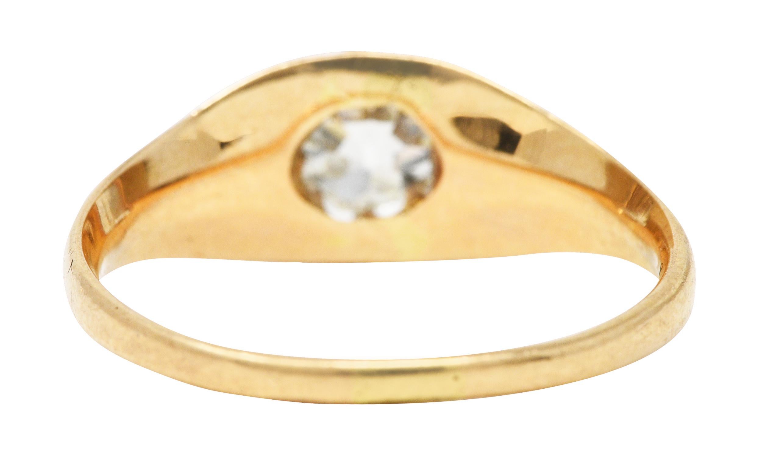 Viktorianischer Gürtelring aus 14 Karat Gelbgold mit 0,78 Karat Diamant im alteuropäischen Schliff im Zustand „Hervorragend“ in Philadelphia, PA