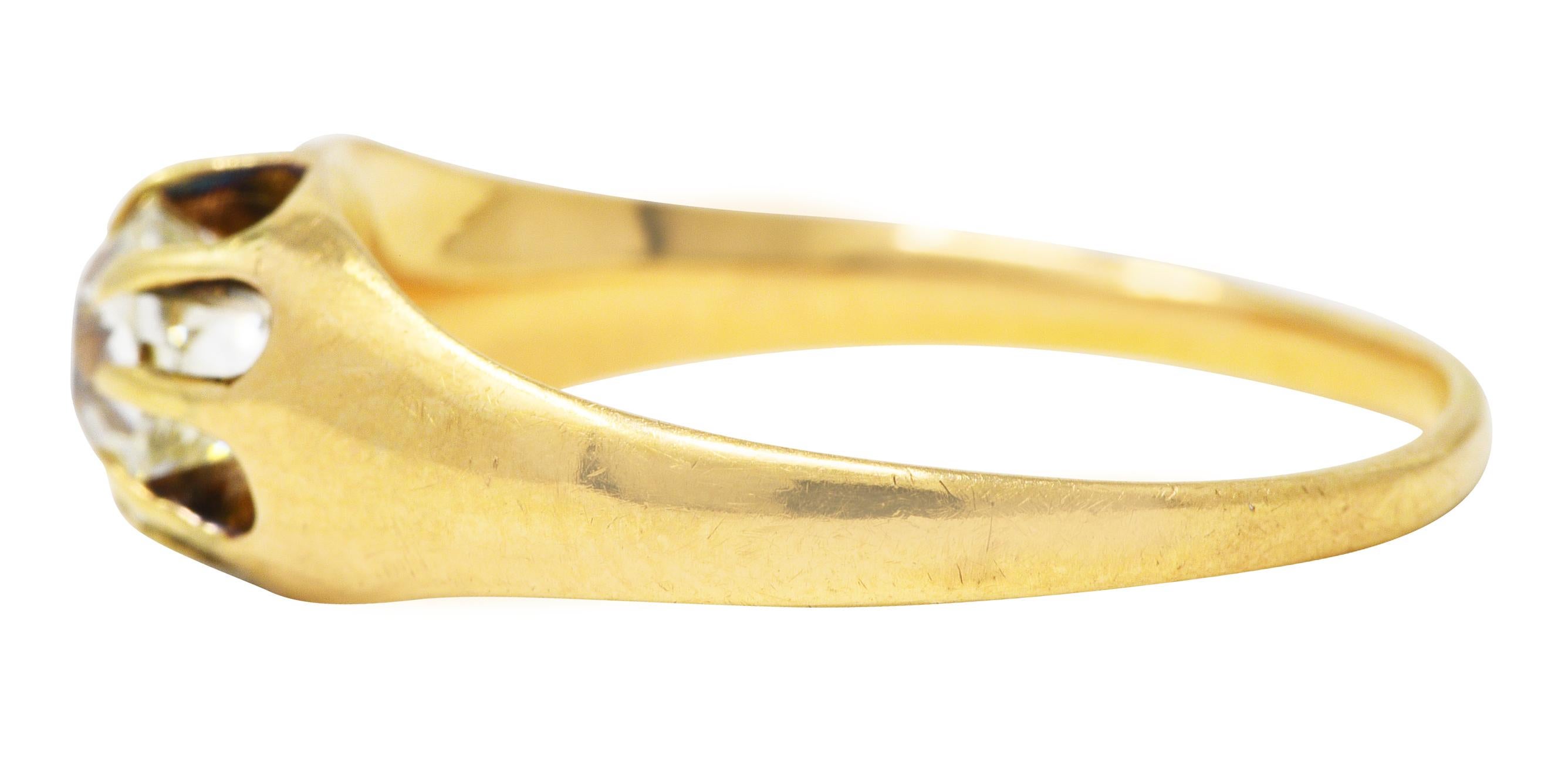 Viktorianischer Gürtelring aus 14 Karat Gelbgold mit 0,78 Karat Diamant im alteuropäischen Schliff für Damen oder Herren