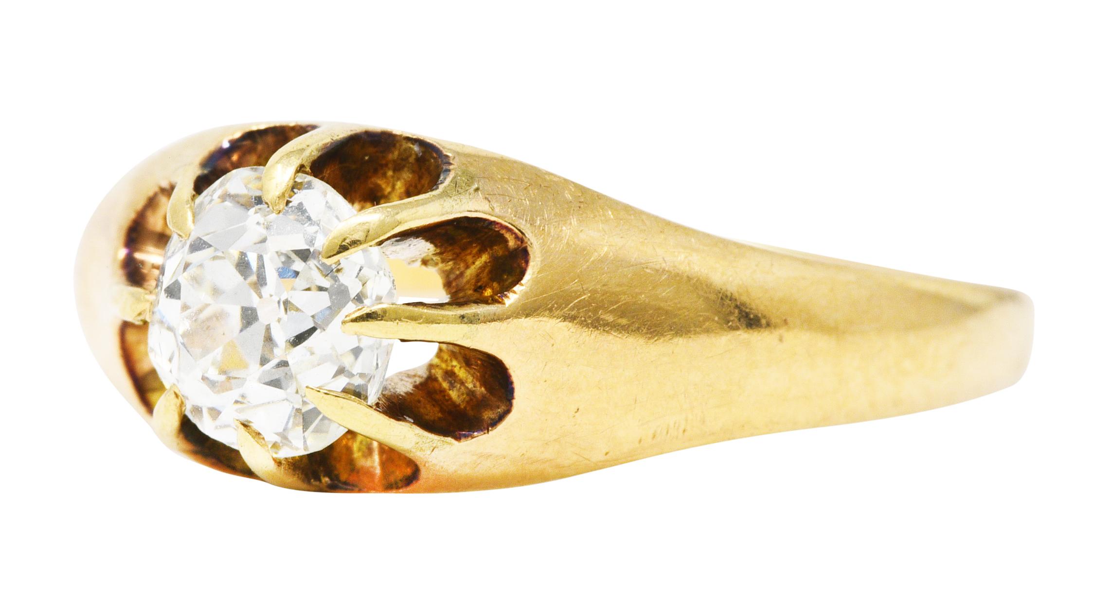 Viktorianischer Gürtelring aus 14 Karat Gelbgold mit 0,78 Karat Diamant im alteuropäischen Schliff 1