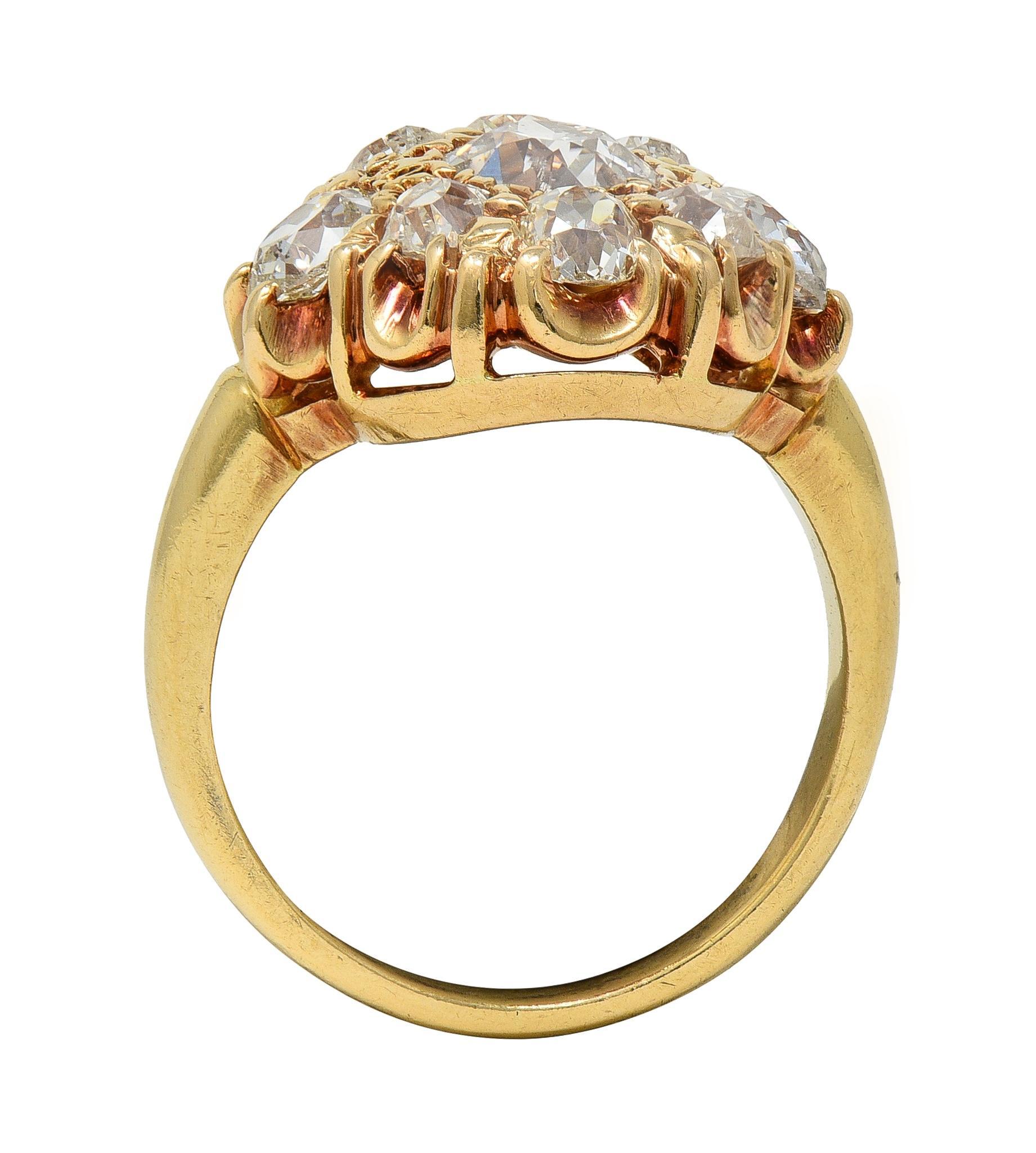 Bague de style victorien en or jaune 14 carats avec diamant de taille européenne en vente 1