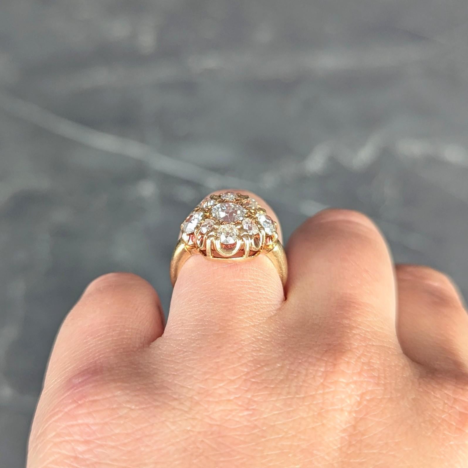 Bague de style victorien en or jaune 14 carats avec diamant de taille européenne en vente 3
