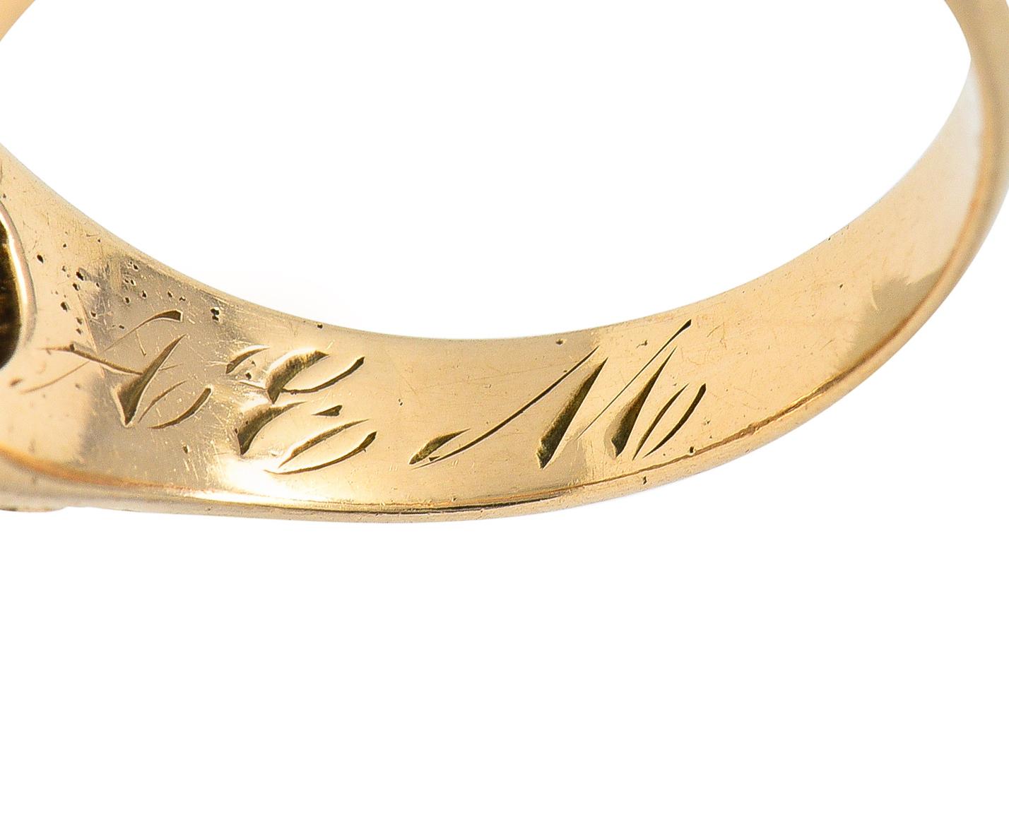 Victorian Old European Cut Diamond 14 Karat Yellow Gold Belcher Antique Ring 4