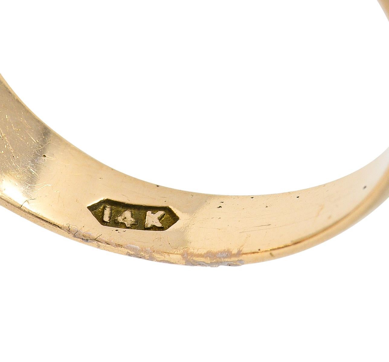 Victorian Old European Cut Diamond 14 Karat Yellow Gold Belcher Antique Ring 5