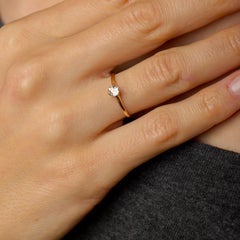 Victorian old European cut diamond 14k yellow gold engagement solitaire ring