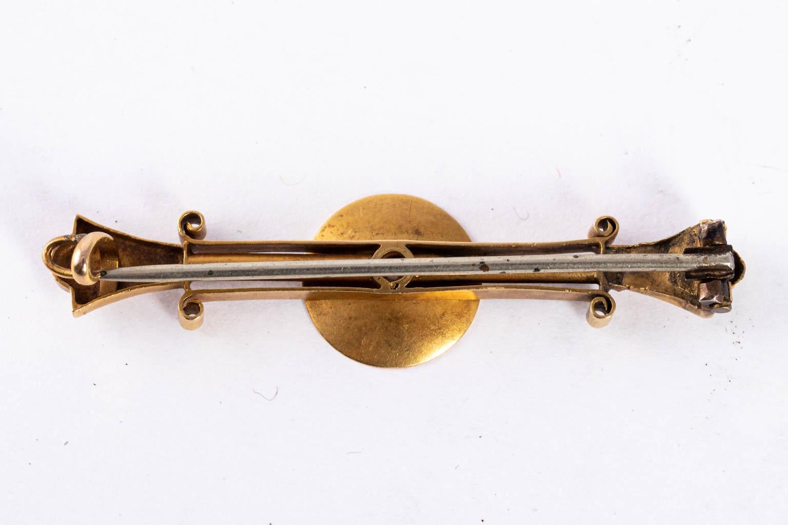 Victorian Old European Cut Diamond Bar Pin For Sale 1
