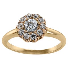Victorian Old European-Cut Diamond Gold Cluster Engagement Ring