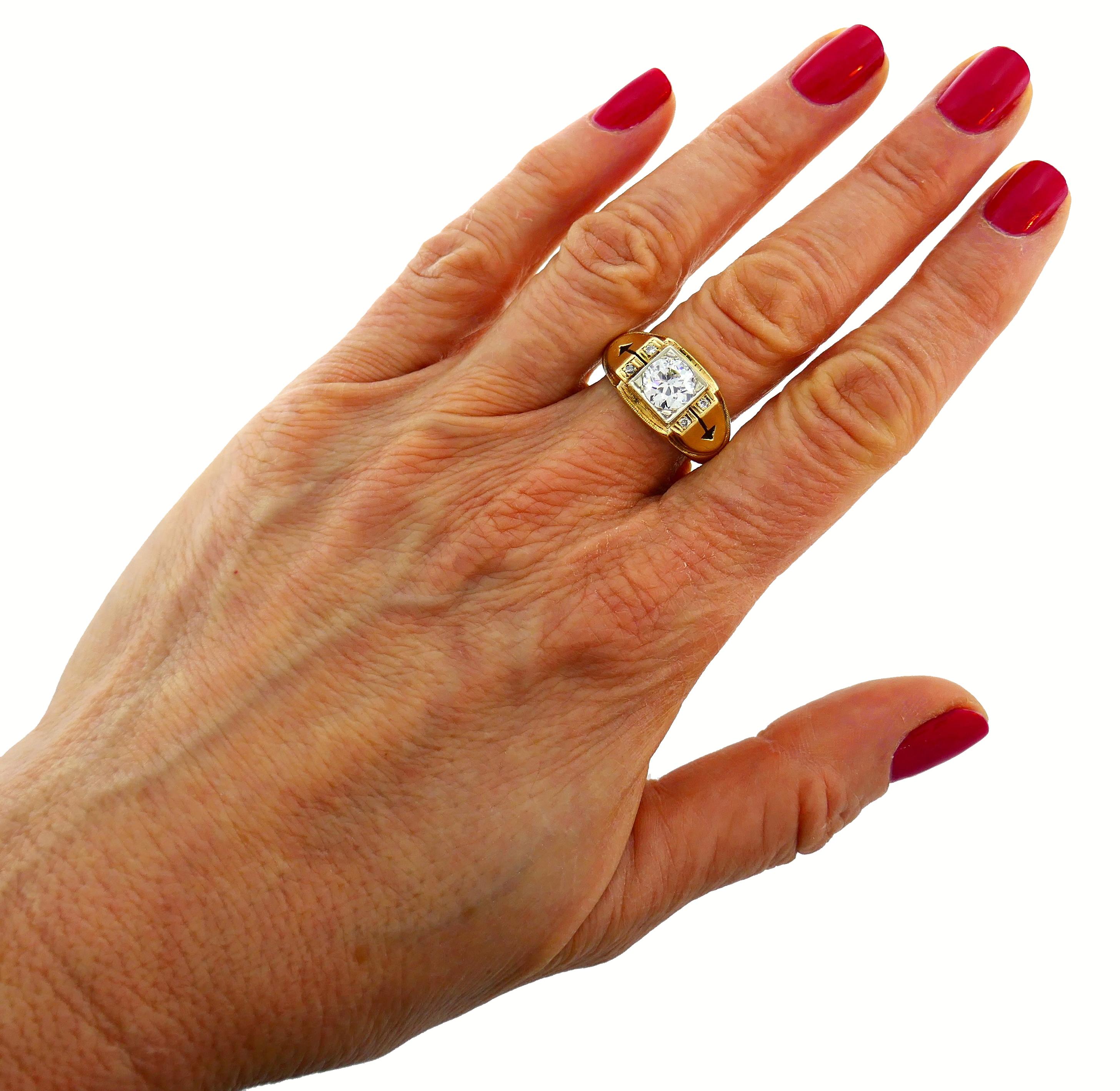 Victorian Old European Cut Diamond Gold Ring In Good Condition In Beverly Hills, CA