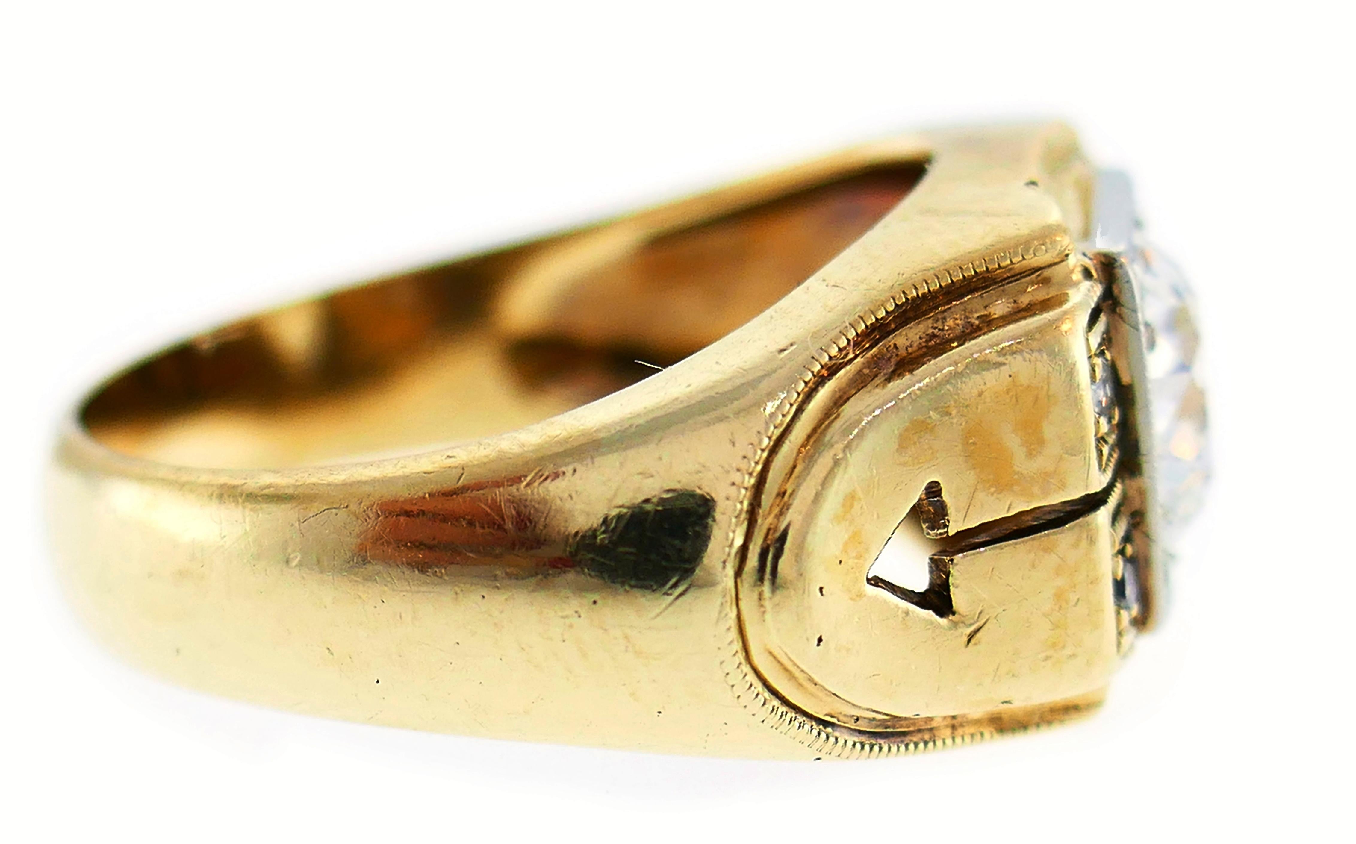 Women's or Men's Victorian Old European Cut Diamond Gold Ring