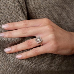 Victorian old European cut diamond ruby 18k yellow gold platinum ring