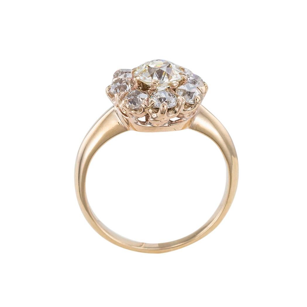Women's Victorian Old European Cut Diamond Yellow Gold Engagement Ring