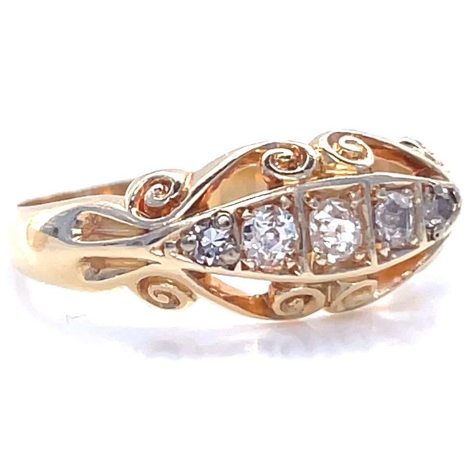 Are you looking for a one of a kind ring with antique history? A ring that will always belong in a palace? Feel yourself like royalty watching The Crown while wearing this beauty. This is a Victorian Old European Diamond 18k Gold Gypsy Ring.