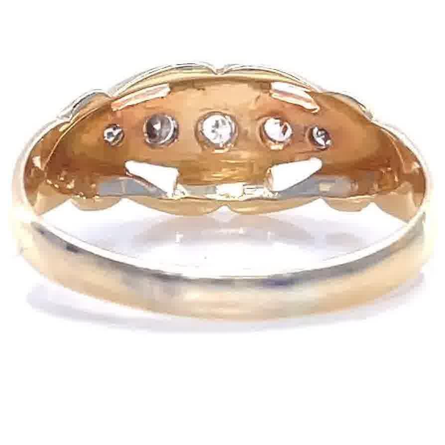 Women's Victorian Old European Diamond 18 Karat Gold Gypsy Ring
