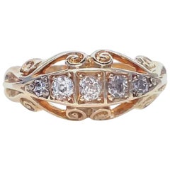 Victorian Old European Diamond 18 Karat Gold Gypsy Ring