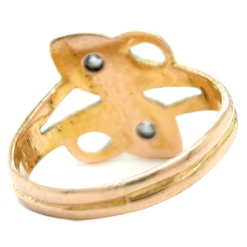 Women's or Men's Victorian Old Mine Cut Diamond 14 Karat Rose Gold Double Snake Ring