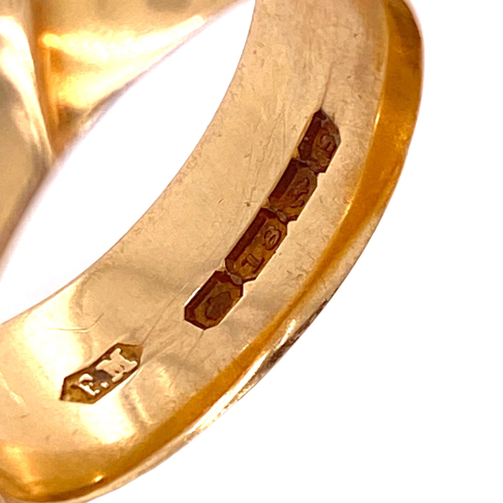 Women's Victorian Old Mine Cut Diamond 18 Karat Yellow Gold Antique Buckle Ring