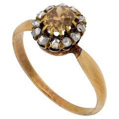 Bague victorienne à grappes de diamants taille ancienne mine en or jaune 18 carats