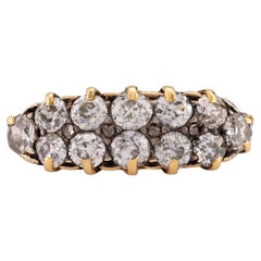 Victorian Old Mine Cut Diamond 18K Yellow Gold Two Row Band