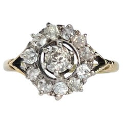 Antique Victorian Old Mine Cut Diamond and 18 Carat Gold Cluster Ring