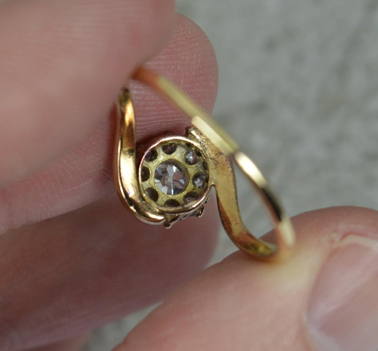 Victorian Old Mine Cut Diamond and 18ct Gold Cluster Ring on Twist For ...