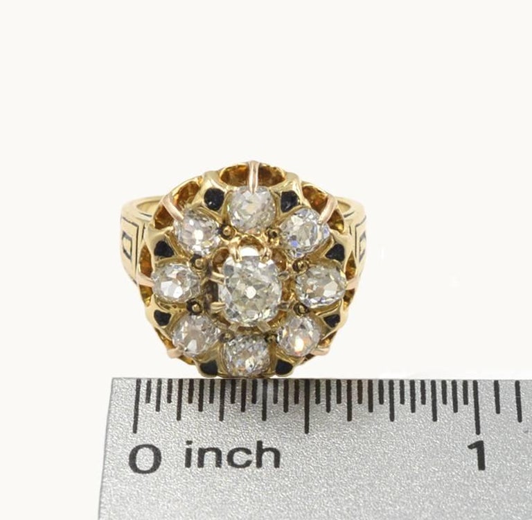 Victorian Old Mine Cut Diamond and 18 Karat Gold Cluster Ring, circa ...