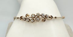 Victorian Old Mine Cut Diamond Bracelet Bangle Antique Art Nouveau 14 Karat Gold