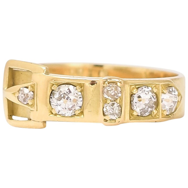 Victorian Old Mine Cut Diamond Buckle Ring at 1stDibs