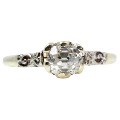 Victorian Old Mine Cut Diamond Engagement Ring in Platinum & Yellow Gold
